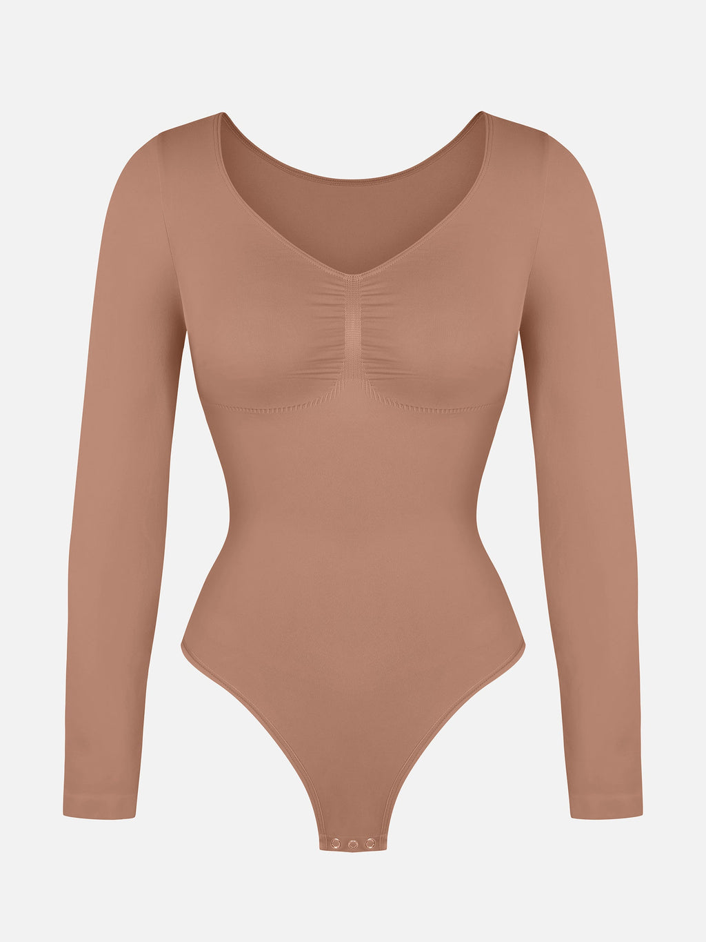 Body tipo tanga de manga larga y sin costuras con control de abdomen