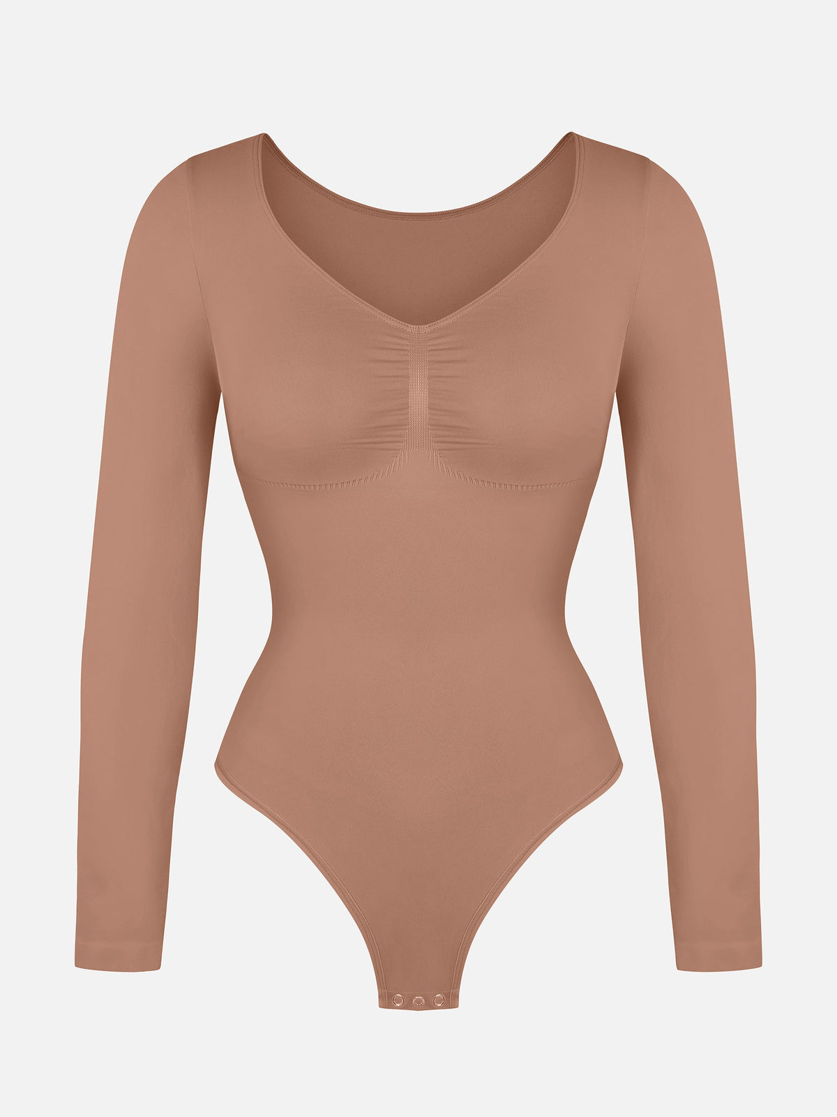 Body tipo tanga de manga larga y sin costuras con control de abdomen