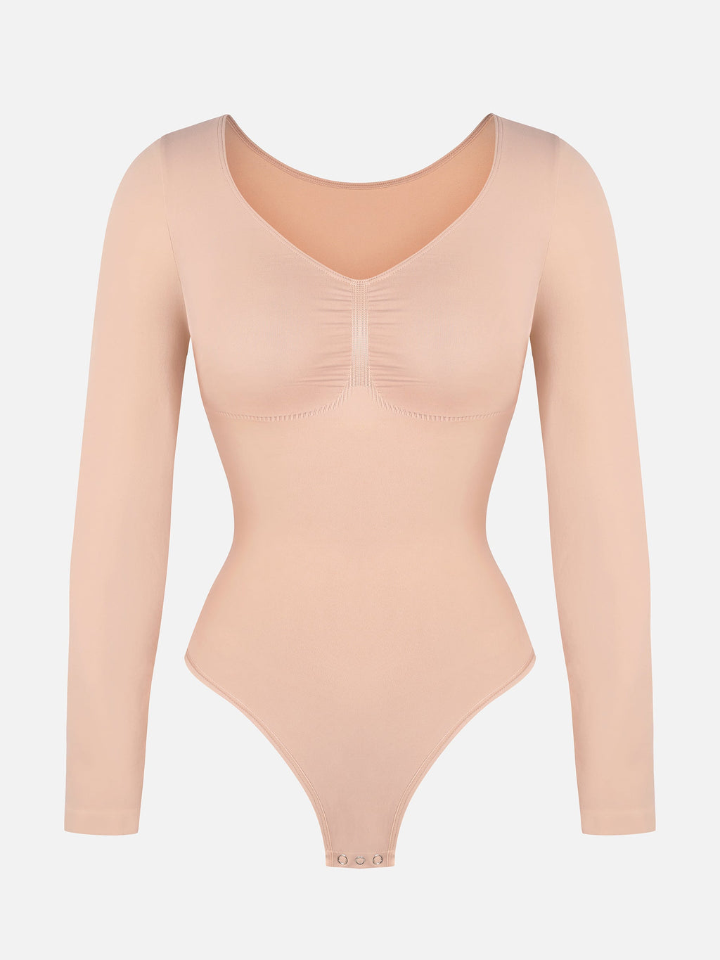 Body tipo tanga de manga larga y sin costuras con control de abdomen