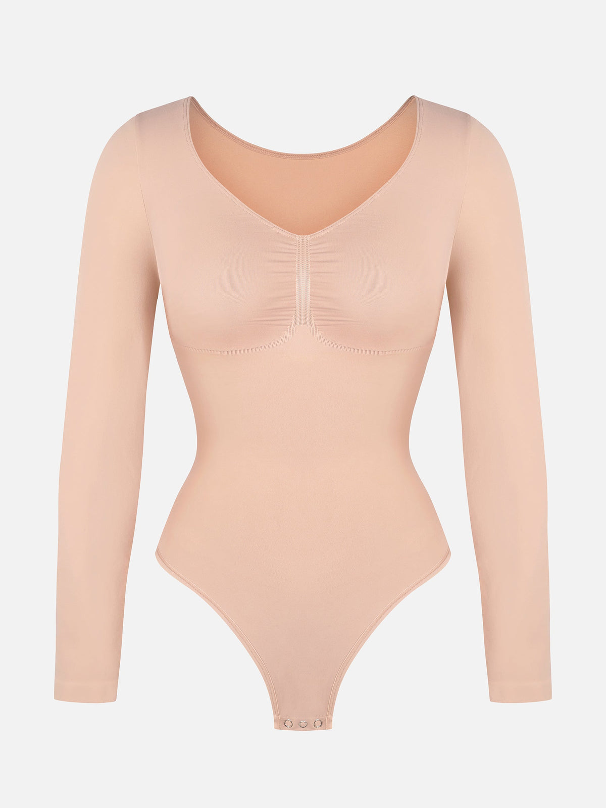 Body tipo tanga de manga larga y sin costuras con control de abdomen