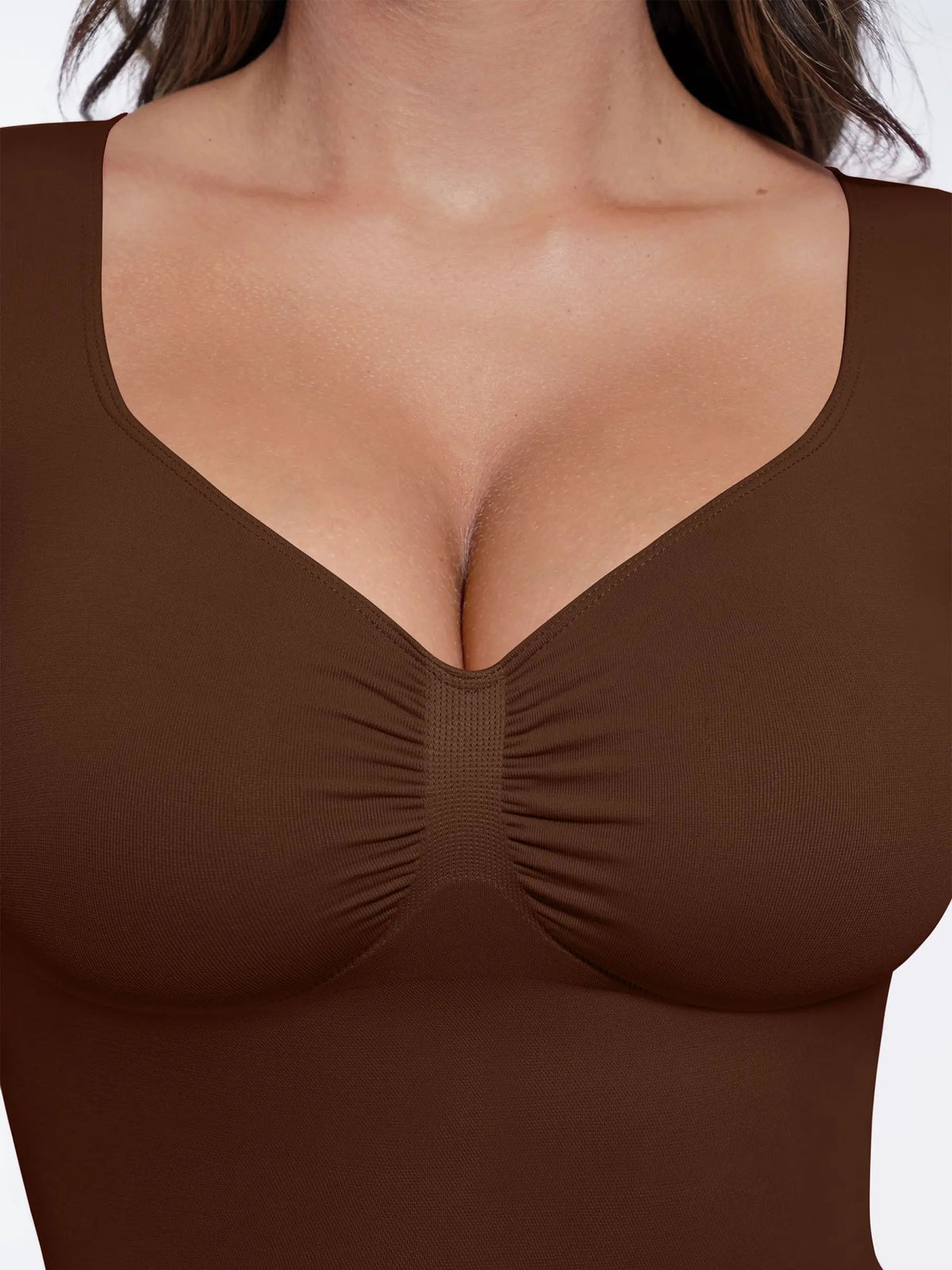 Body tipo tanga de manga larga y sin costuras con control de abdomen