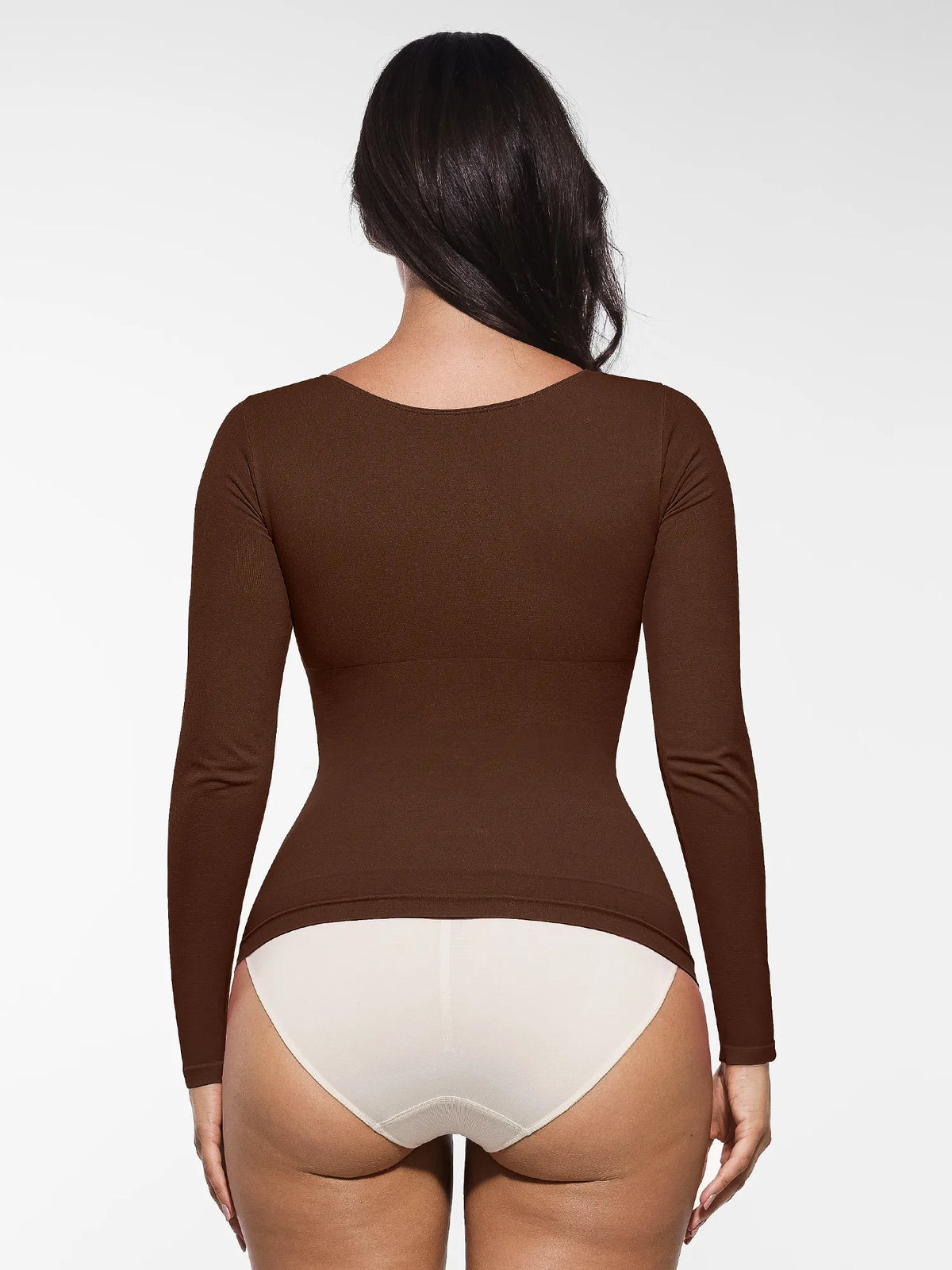 Body tipo tanga de manga larga y sin costuras con control de abdomen