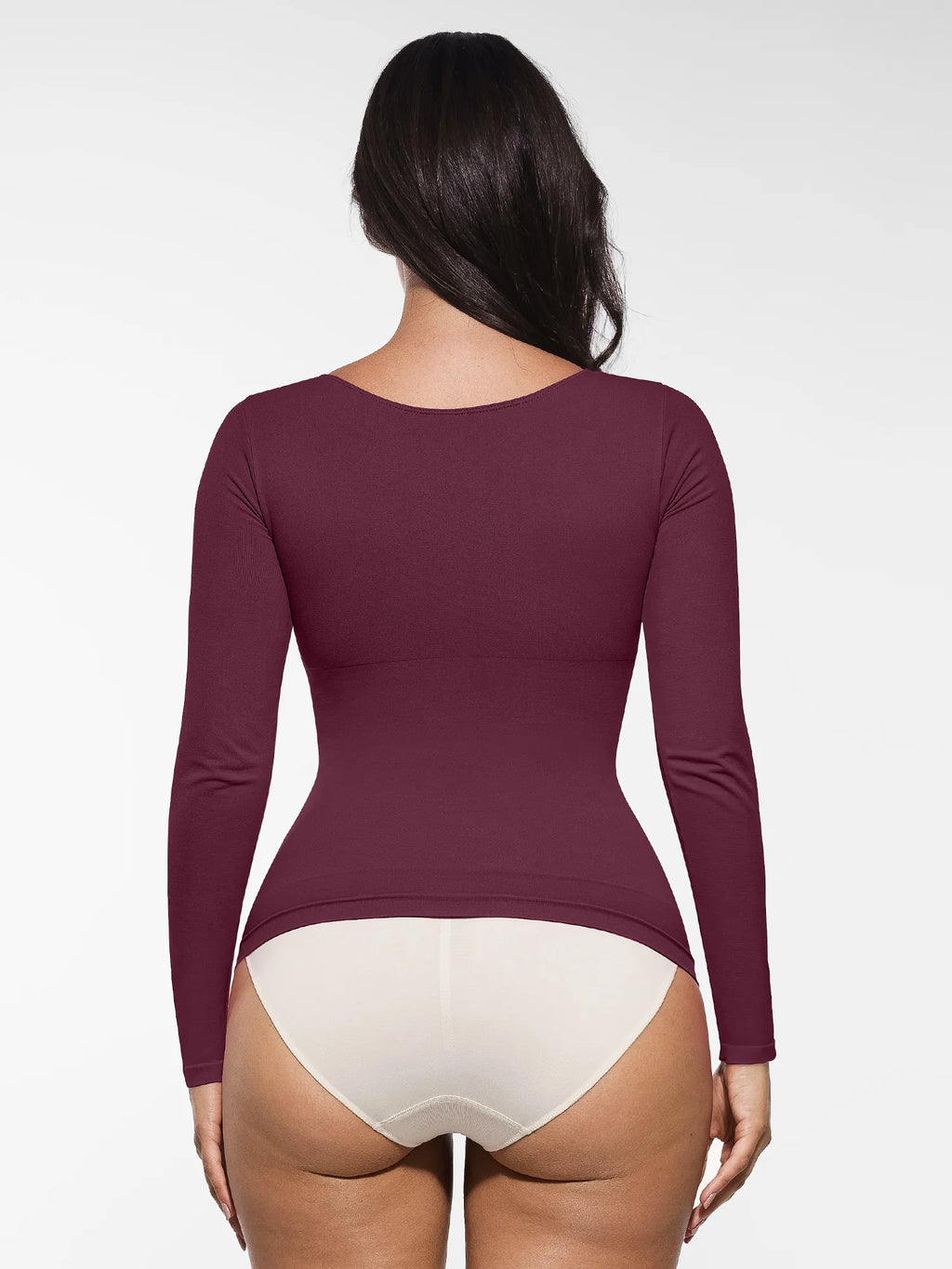 Body tipo tanga de manga larga y sin costuras con control de abdomen