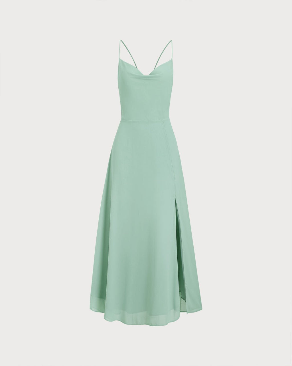 Vestido largo lencero verde de corte A sin espalda - Zeryn Haus