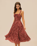 Vestido midi lencero floral color rojo vino