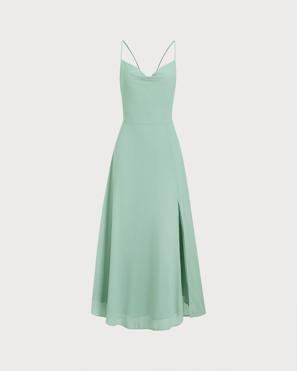 Vestido largo lencero verde de corte A sin espalda