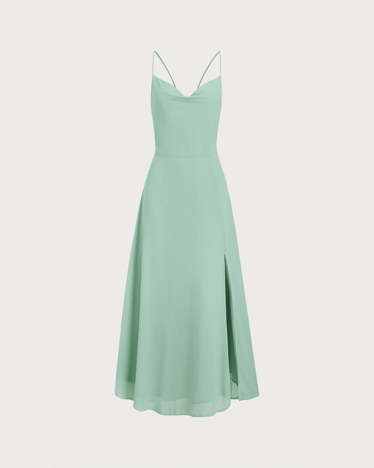 Vestido largo lencero verde de corte A sin espalda